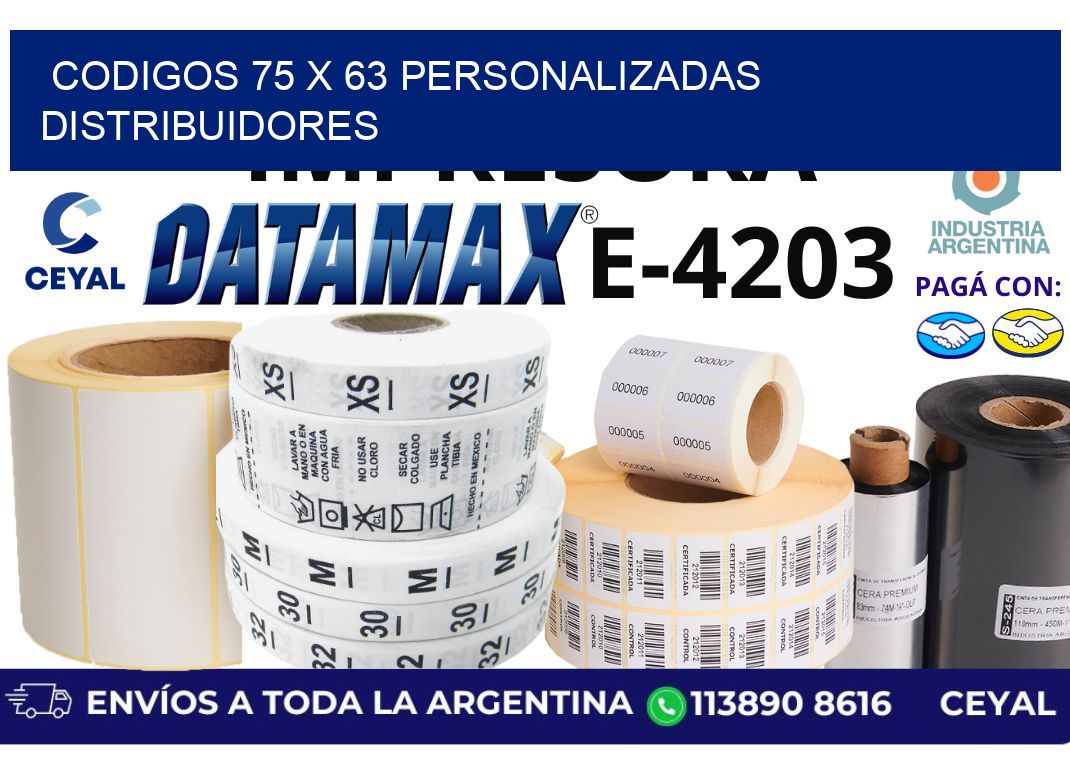 codigos 75 x 63 personalizadas distribuidores