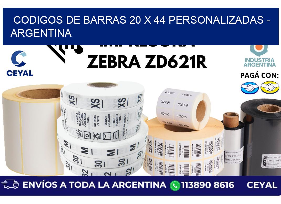 codigos de barras 20 x 44 personalizadas - Argentina