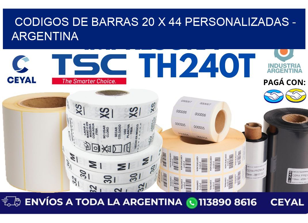 codigos de barras 20 x 44 personalizadas - Argentina