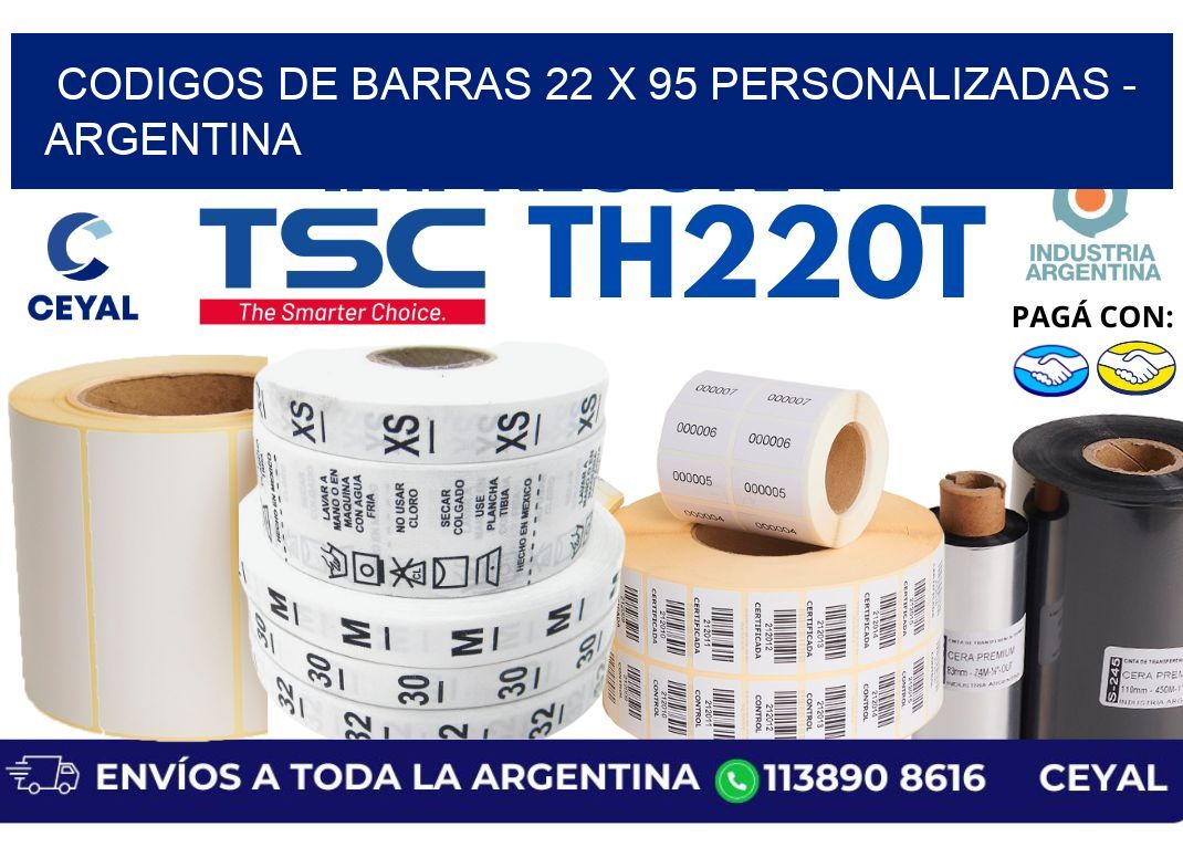 codigos de barras 22 x 95 personalizadas - Argentina
