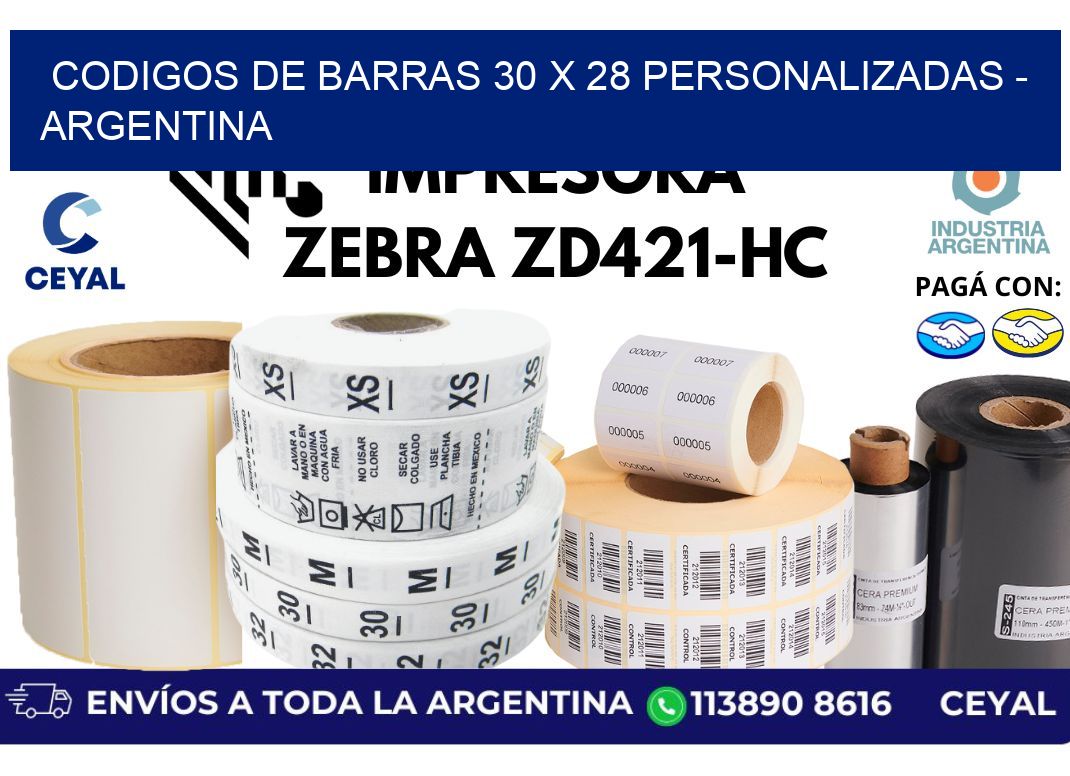 codigos de barras 30 x 28 personalizadas - Argentina