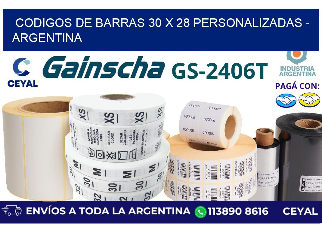 codigos de barras 30 x 28 personalizadas - Argentina
