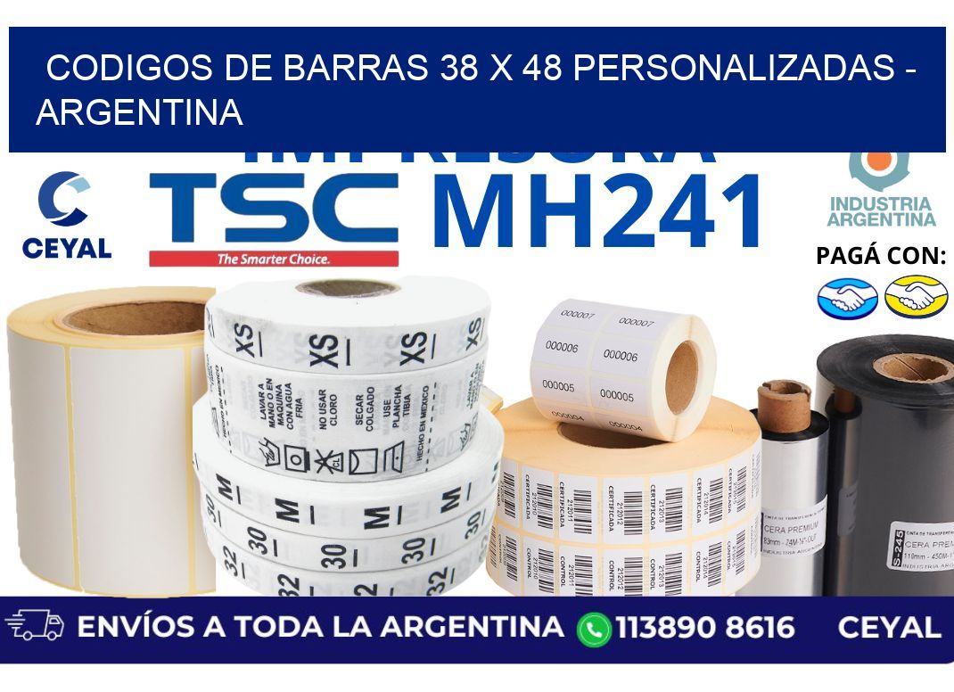 codigos de barras 38 x 48 personalizadas - Argentina