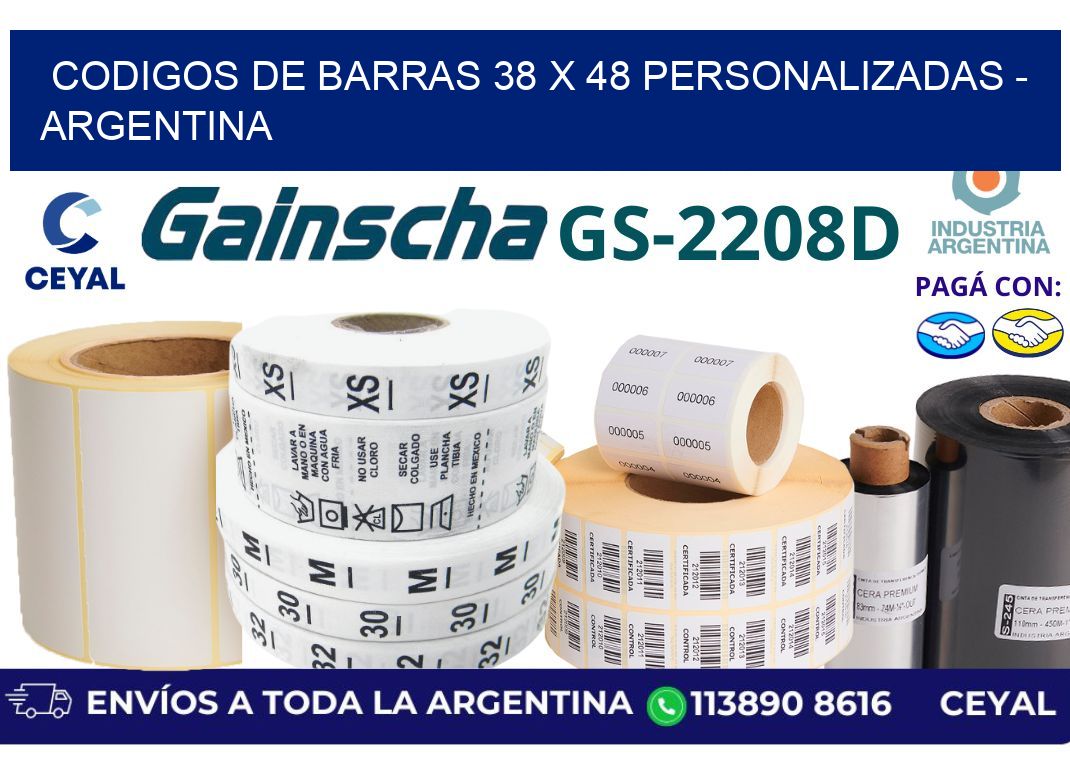 codigos de barras 38 x 48 personalizadas - Argentina
