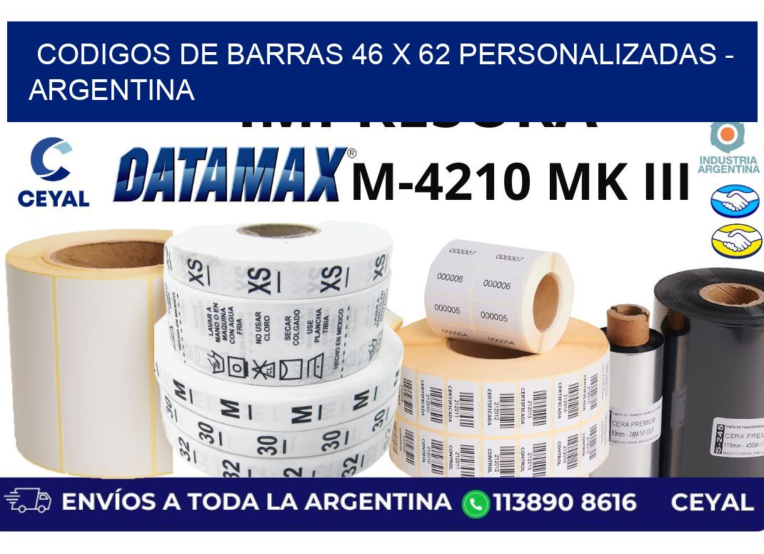 codigos de barras 46 x 62 personalizadas - Argentina