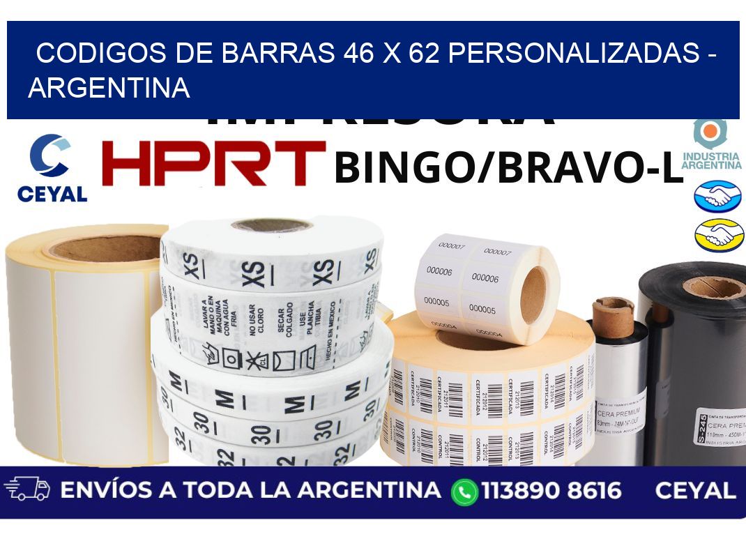 codigos de barras 46 x 62 personalizadas - Argentina
