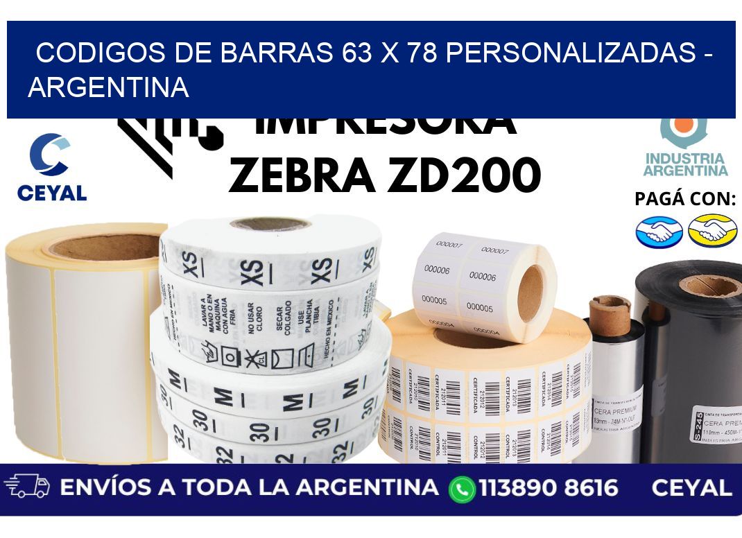 codigos de barras 63 x 78 personalizadas - Argentina