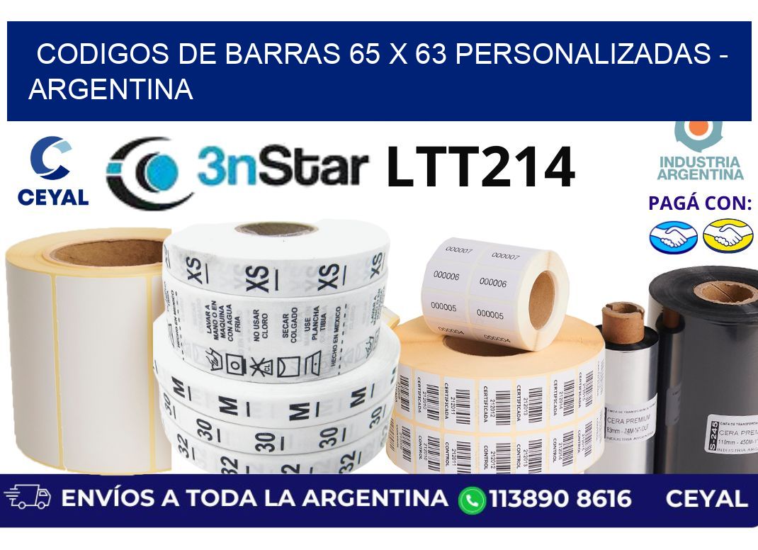 codigos de barras 65 x 63 personalizadas - Argentina