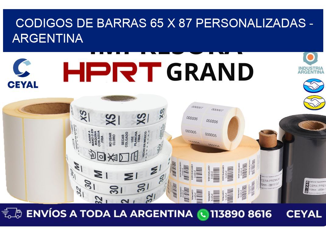codigos de barras 65 x 87 personalizadas - Argentina