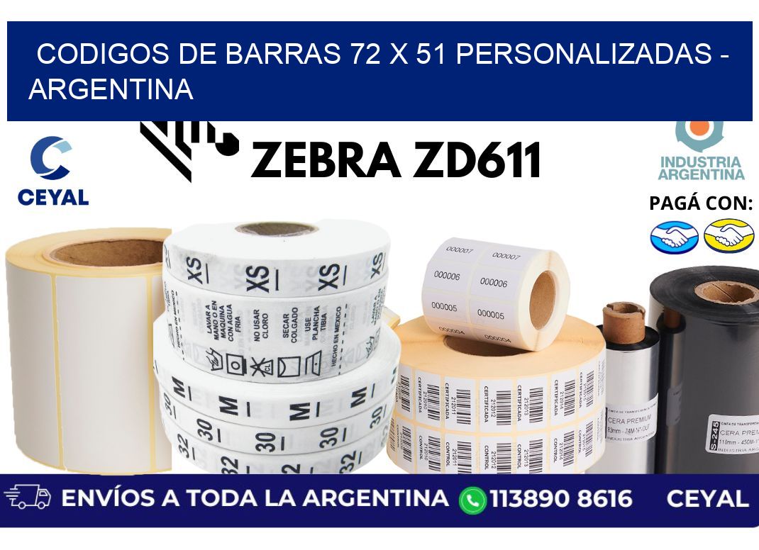 codigos de barras 72 x 51 personalizadas - Argentina
