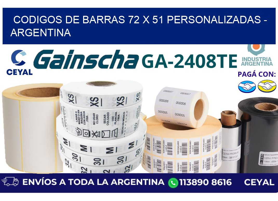 codigos de barras 72 x 51 personalizadas – Argentina