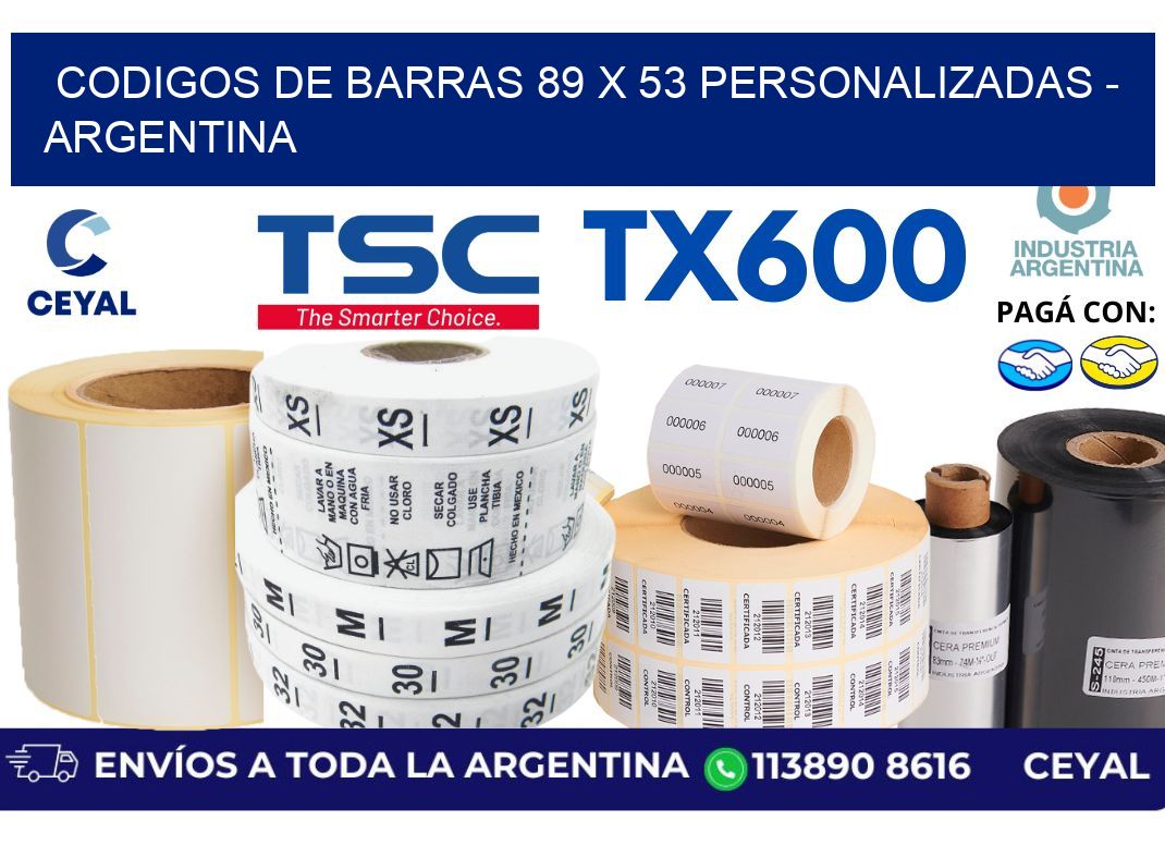 codigos de barras 89 x 53 personalizadas - Argentina