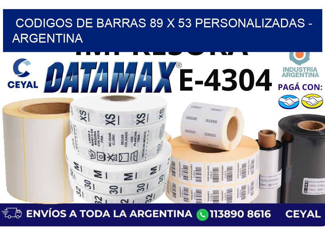 codigos de barras 89 x 53 personalizadas – Argentina