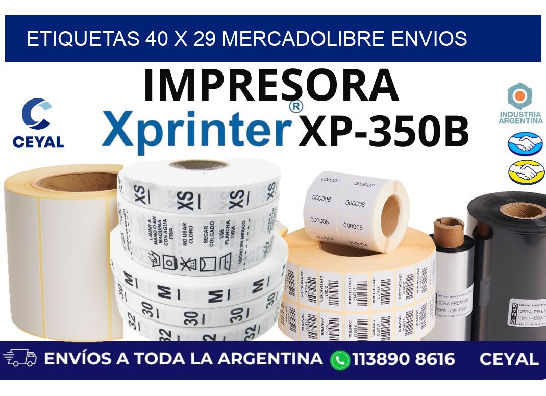 etiquetas 40 x 29 mercadolibre envios
