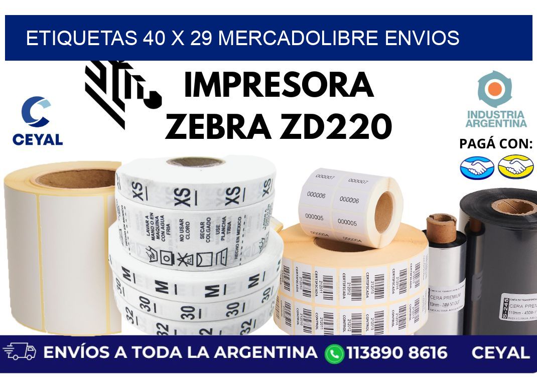etiquetas 40 x 29 mercadolibre envios