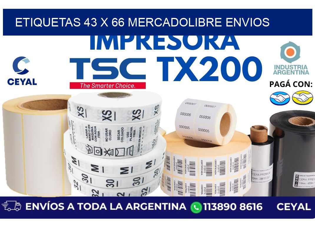 etiquetas 43 x 66 mercadolibre envios