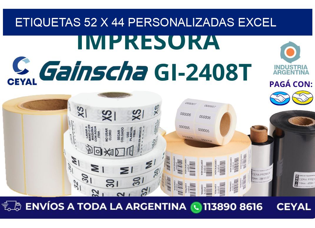 etiquetas 52 x 44 personalizadas excel
