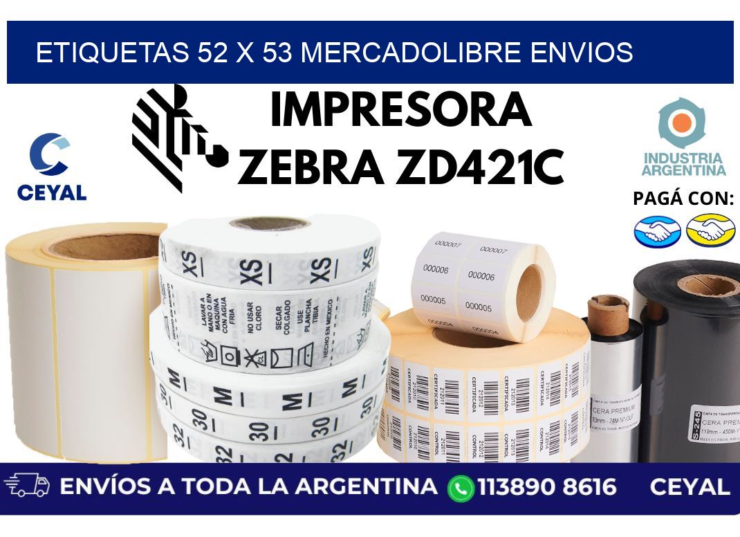 etiquetas 52 x 53 mercadolibre envios