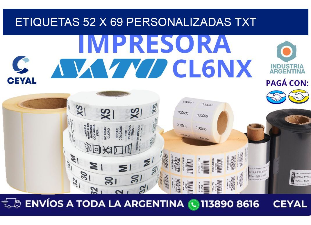 etiquetas 52 x 69 personalizadas txt