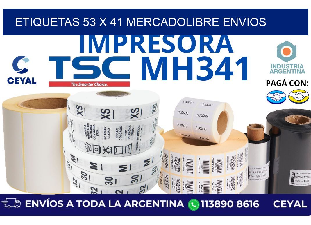 etiquetas 53 x 41 mercadolibre envios