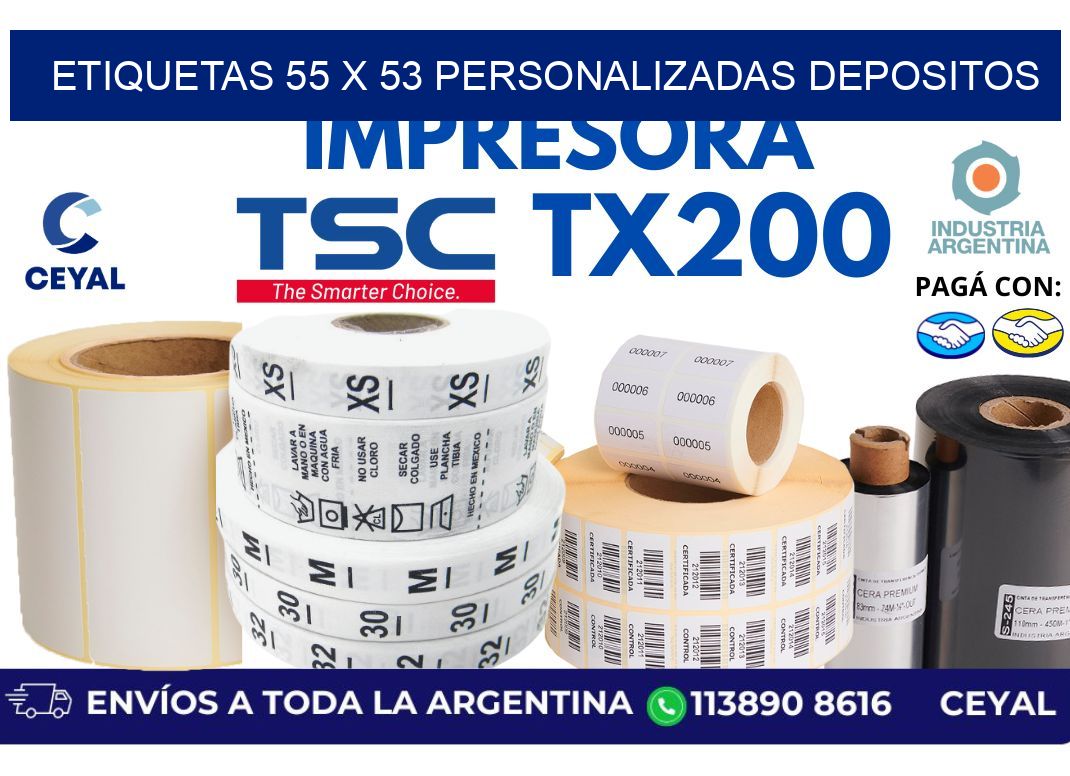 etiquetas 55 x 53 personalizadas depositos