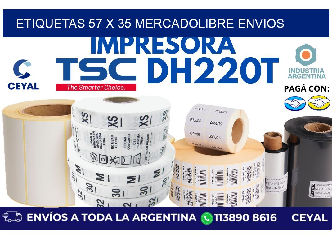 etiquetas 57 x 35 mercadolibre envios