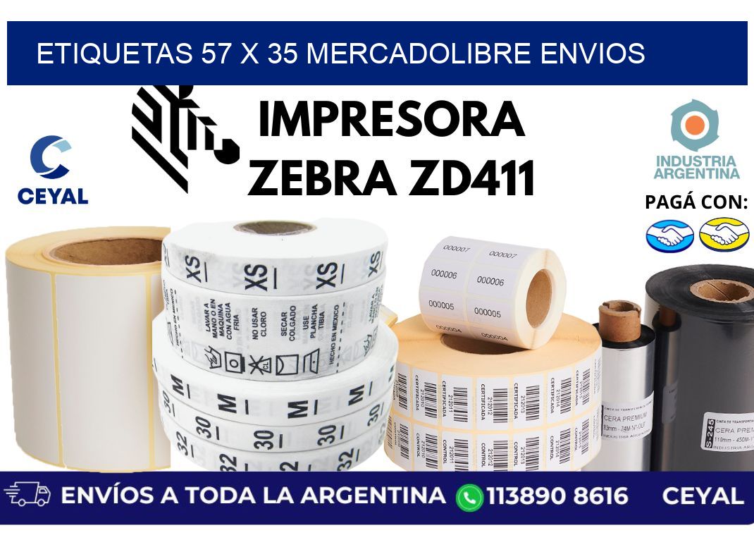 etiquetas 57 x 35 mercadolibre envios