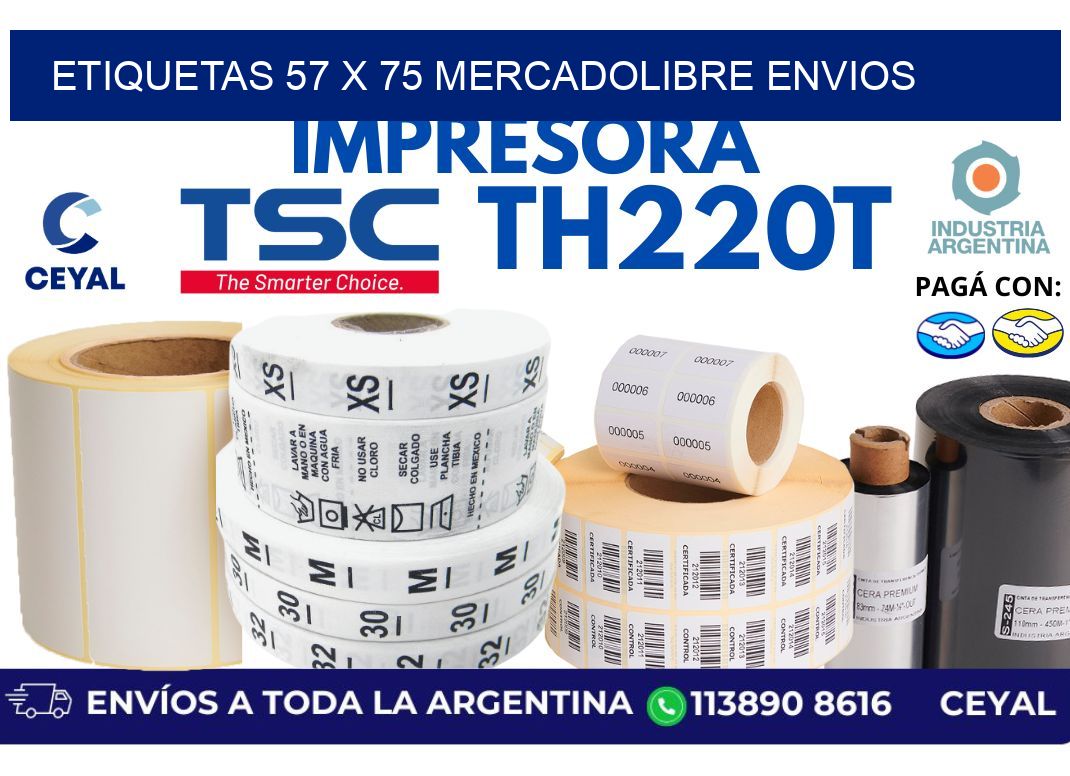 etiquetas 57 x 75 mercadolibre envios