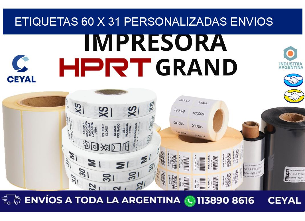 etiquetas 60 x 31 personalizadas envios