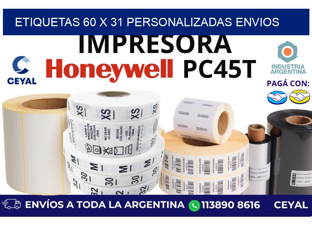 etiquetas 60 x 31 personalizadas envios