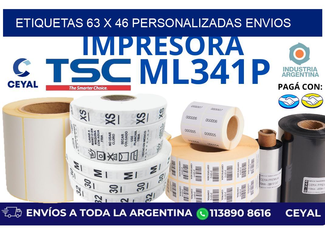 etiquetas 63 x 46 personalizadas envios