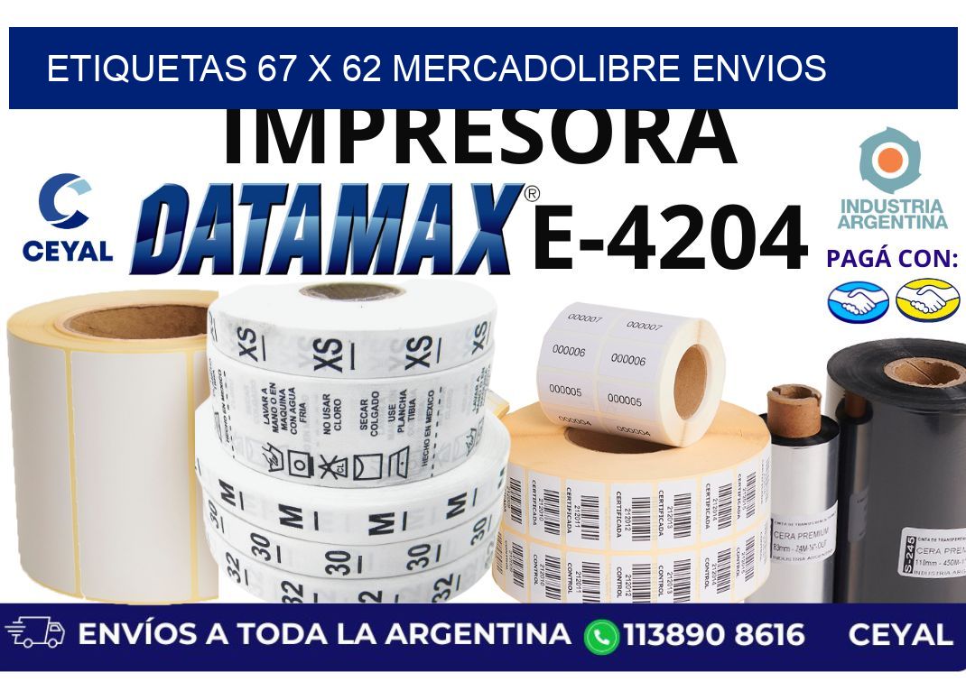 etiquetas 67 x 62 mercadolibre envios