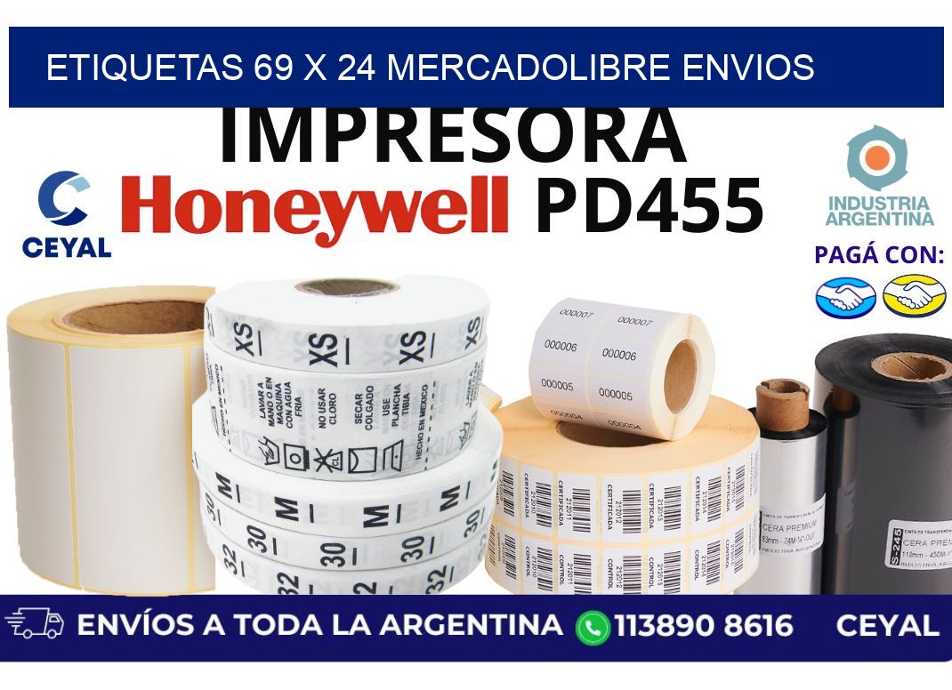 etiquetas 69 x 24 mercadolibre envios