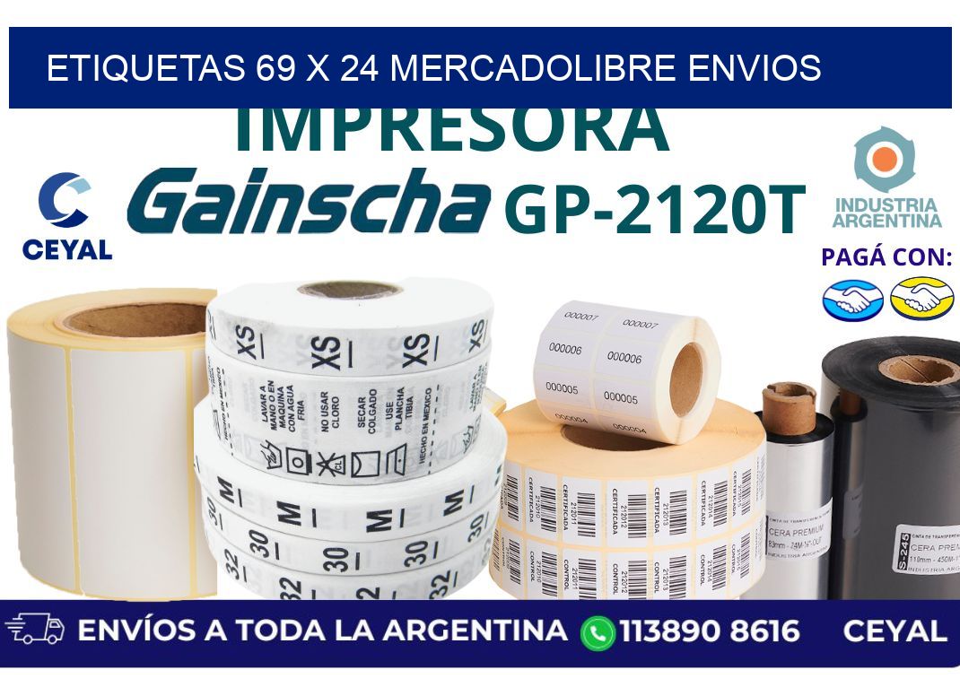 etiquetas 69 x 24 mercadolibre envios