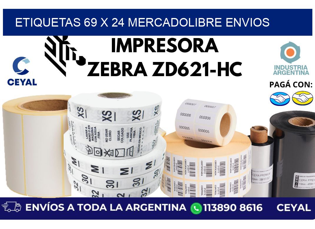 etiquetas 69 x 24 mercadolibre envios