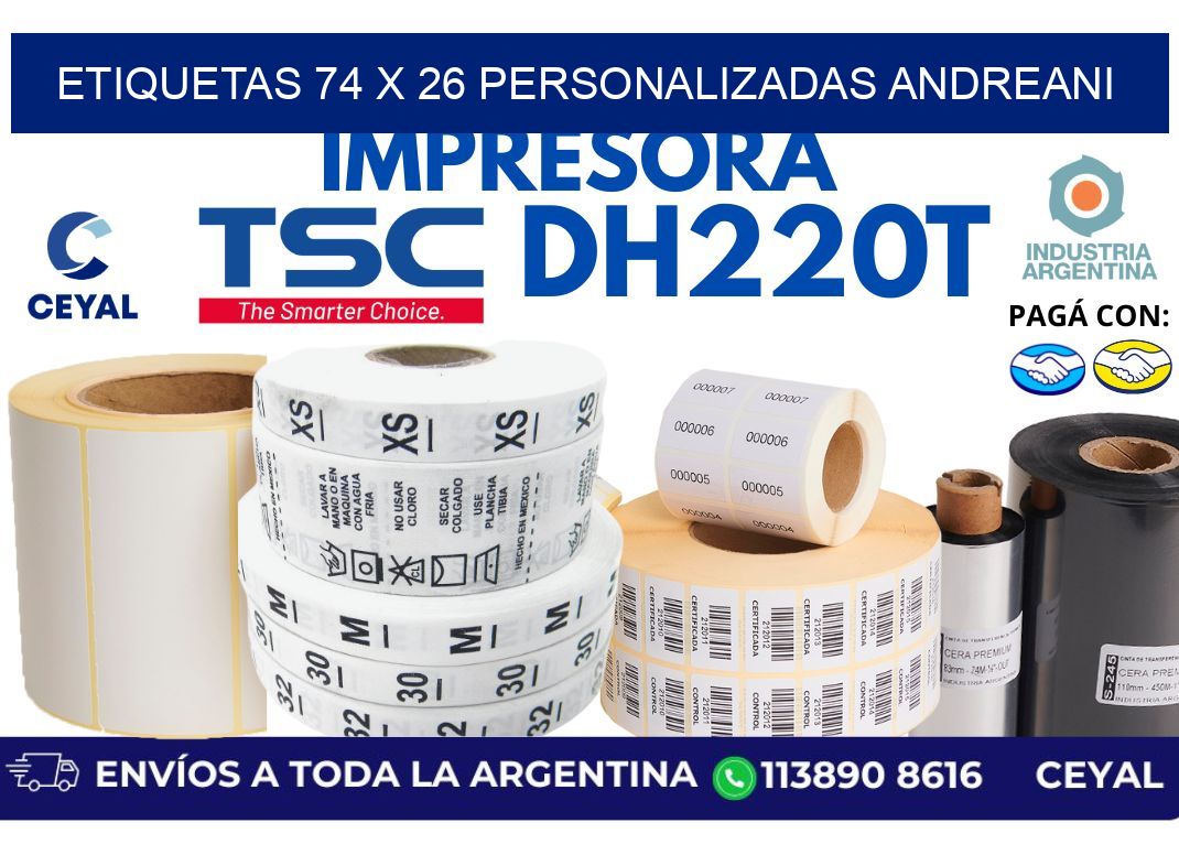 etiquetas 74 x 26 personalizadas andreani