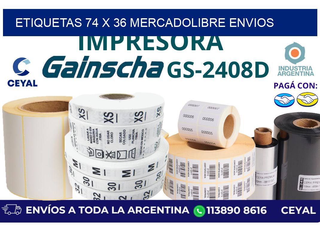 etiquetas 74 x 36 mercadolibre envios
