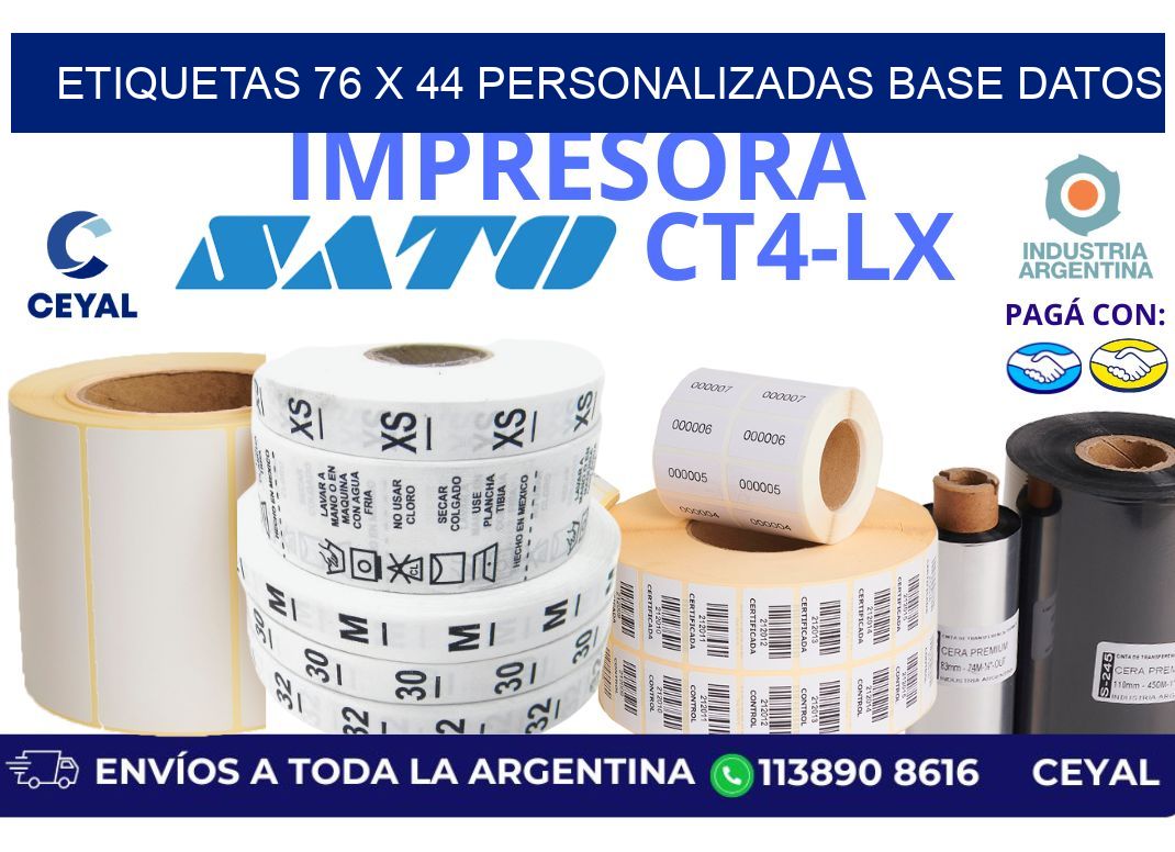 etiquetas 76 x 44 personalizadas base datos