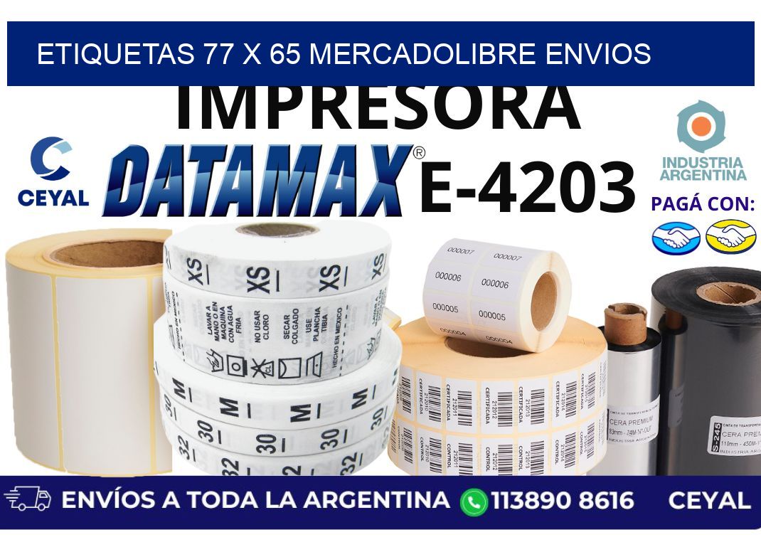 etiquetas 77 x 65 mercadolibre envios