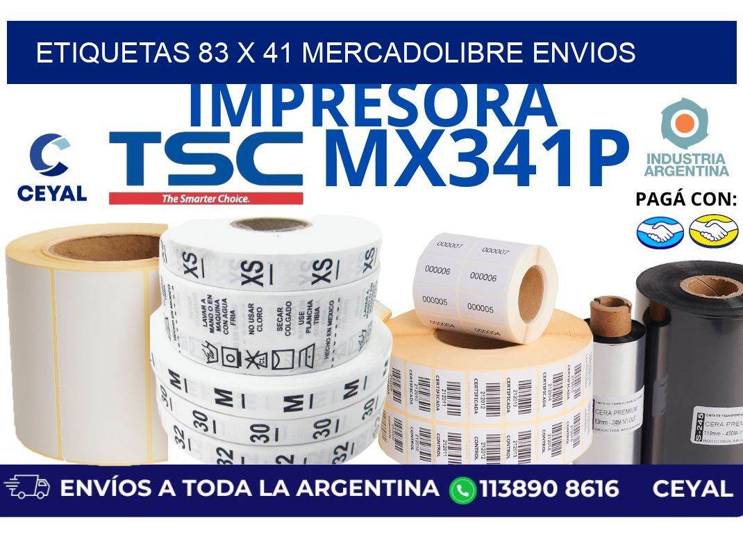 etiquetas 83 x 41 mercadolibre envios