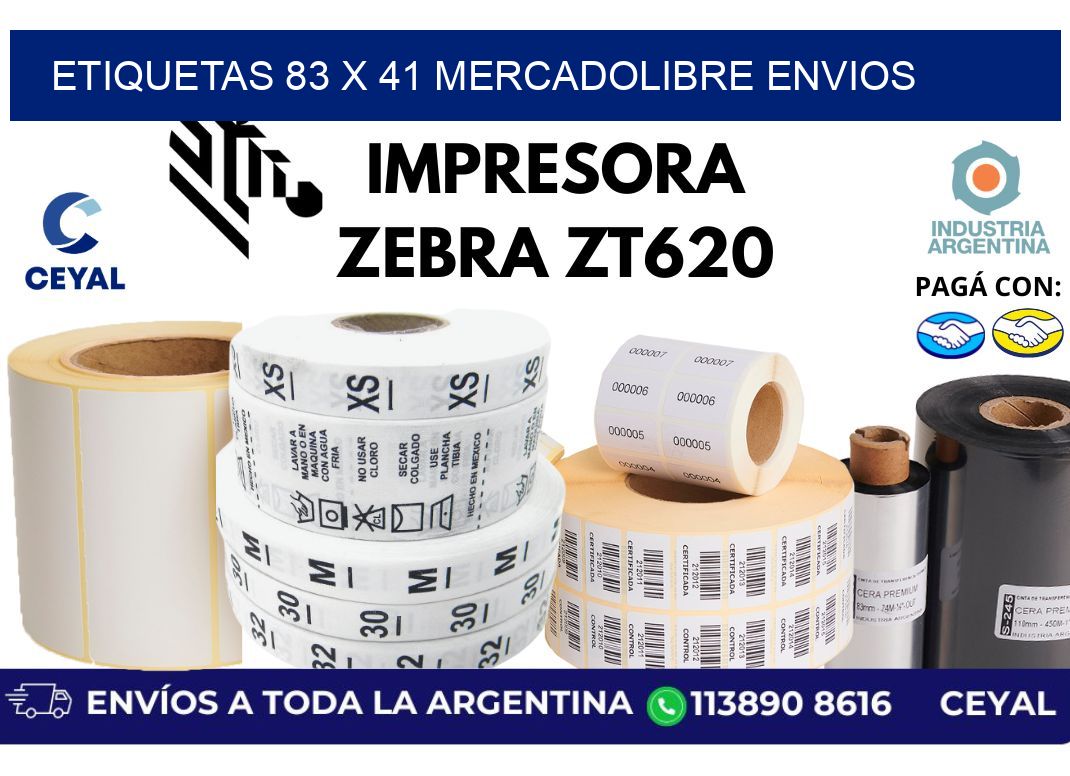 etiquetas 83 x 41 mercadolibre envios