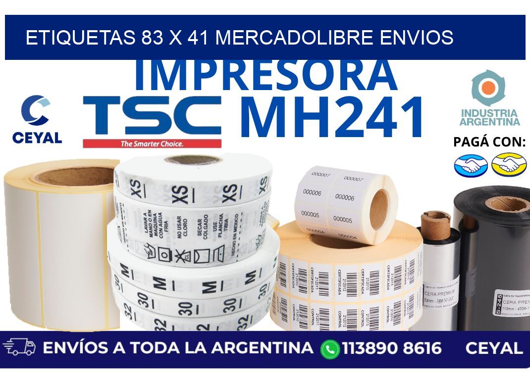 etiquetas 83 x 41 mercadolibre envios