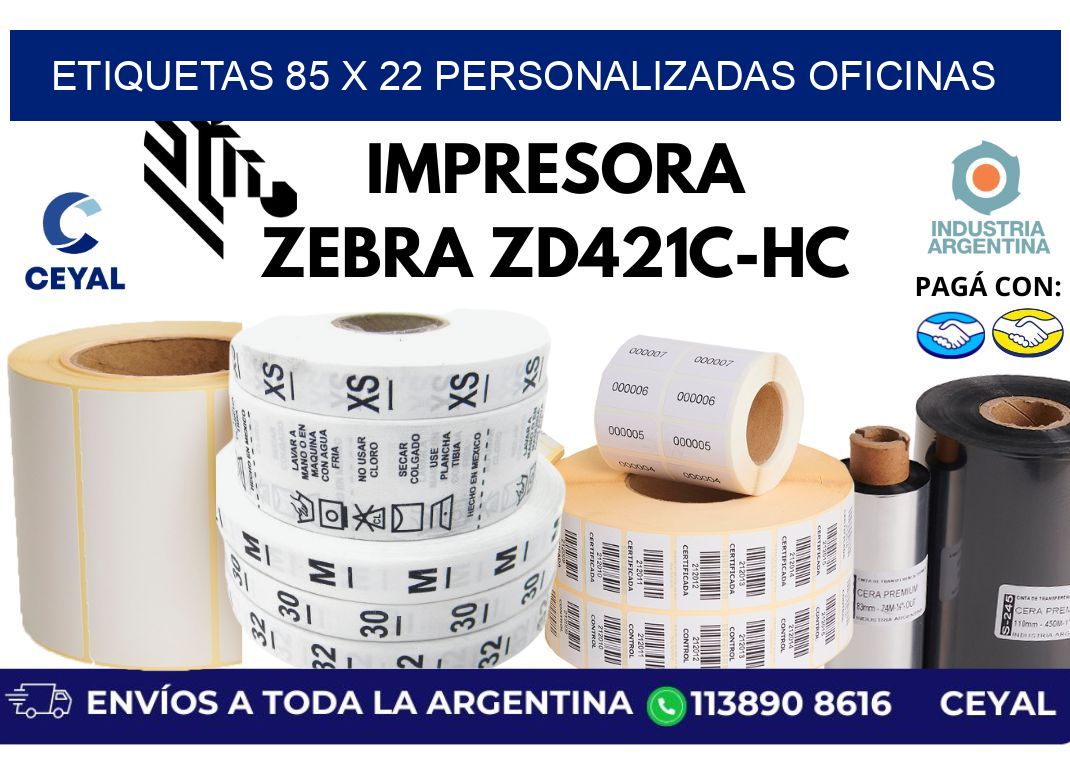 etiquetas 85 x 22 personalizadas oficinas