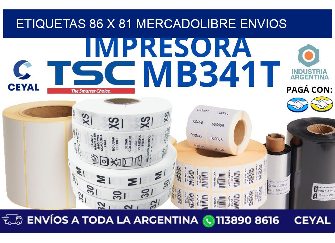 etiquetas 86 x 81 mercadolibre envios