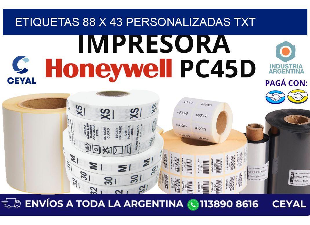 etiquetas 88 x 43 personalizadas txt