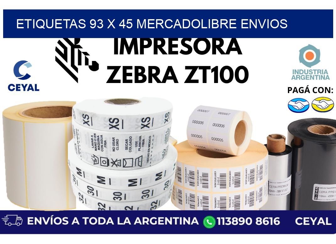 etiquetas 93 x 45 mercadolibre envios