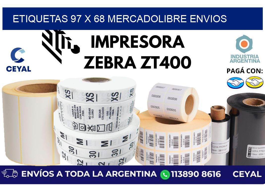 etiquetas 97 x 68 mercadolibre envios