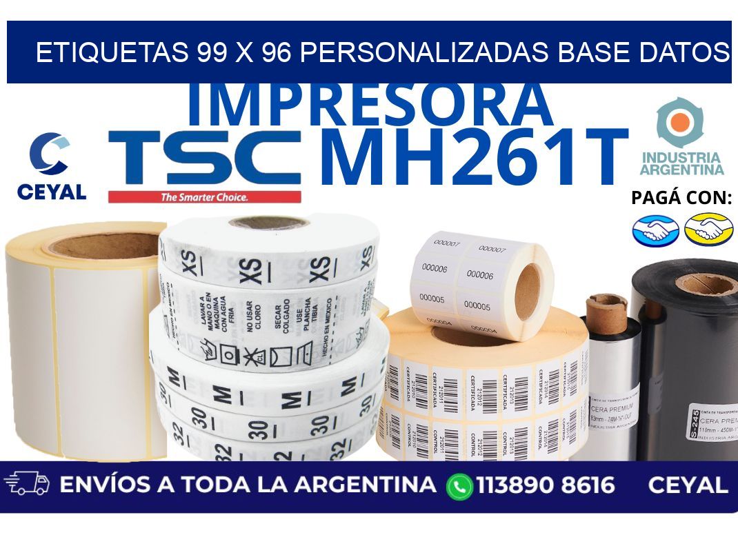 etiquetas 99 x 96 personalizadas base datos