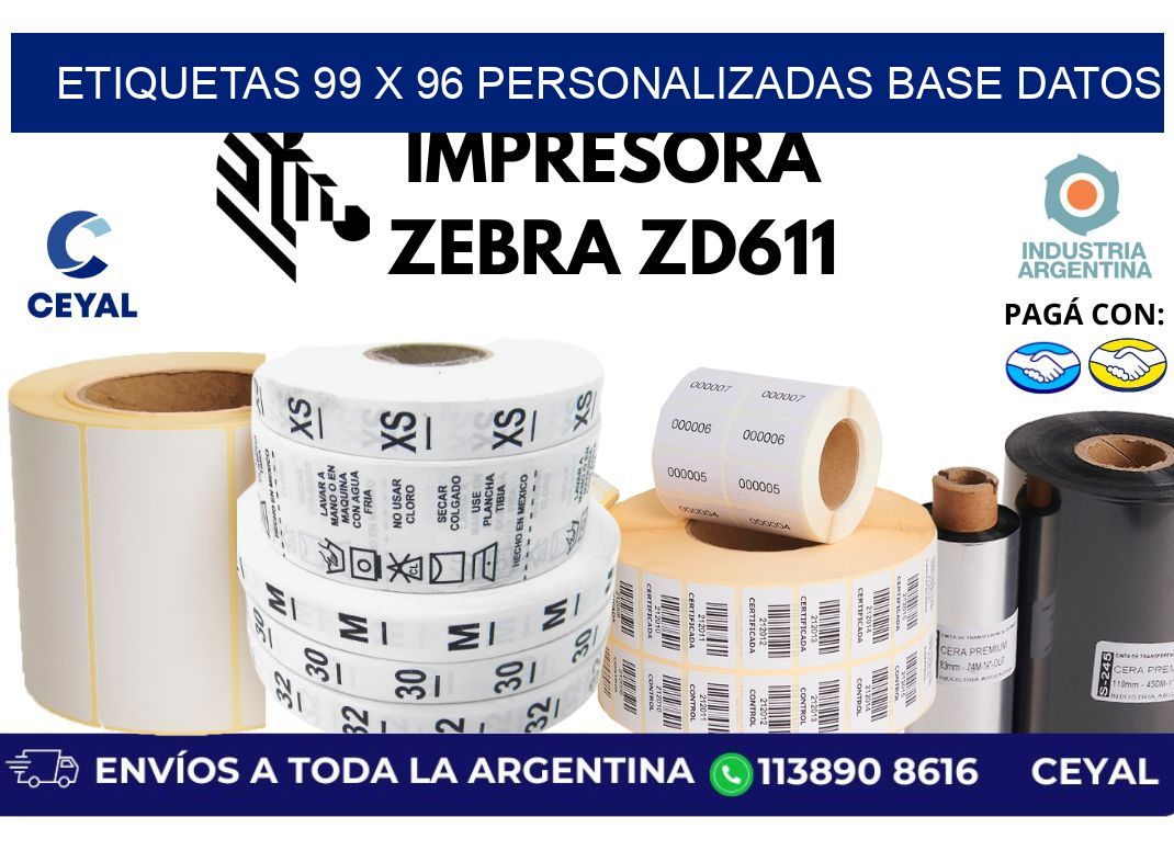 etiquetas 99 x 96 personalizadas base datos