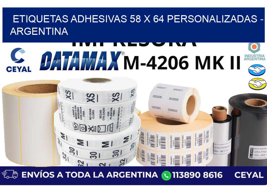 etiquetas adhesivas 58 x 64 personalizadas - Argentina